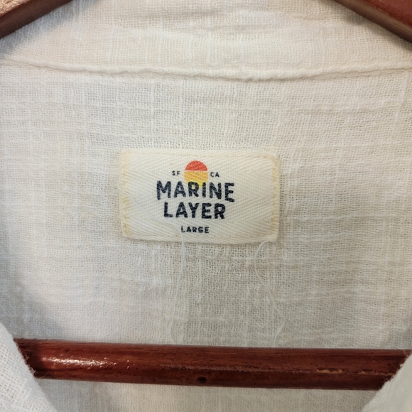 Marine Layer 100% Cotton White Button Down Top Womens Size LG Coastal Cruise - Picture 3 of 11